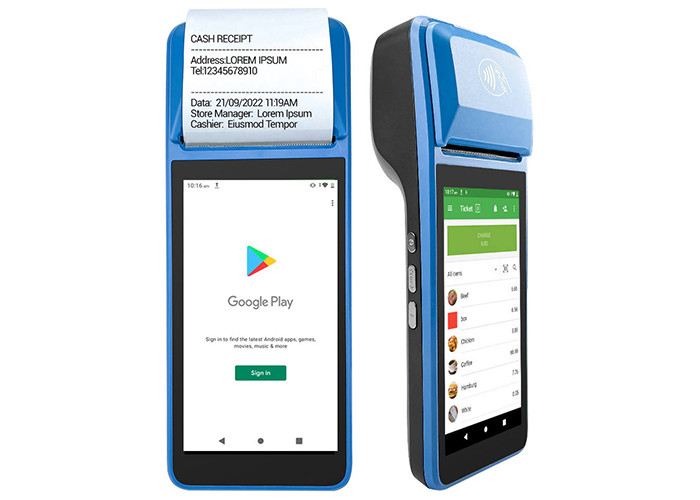 5 Inch 4G WIFI NFC Android Portable Pos Terminal With Thermal Printer Built in Google Play Store